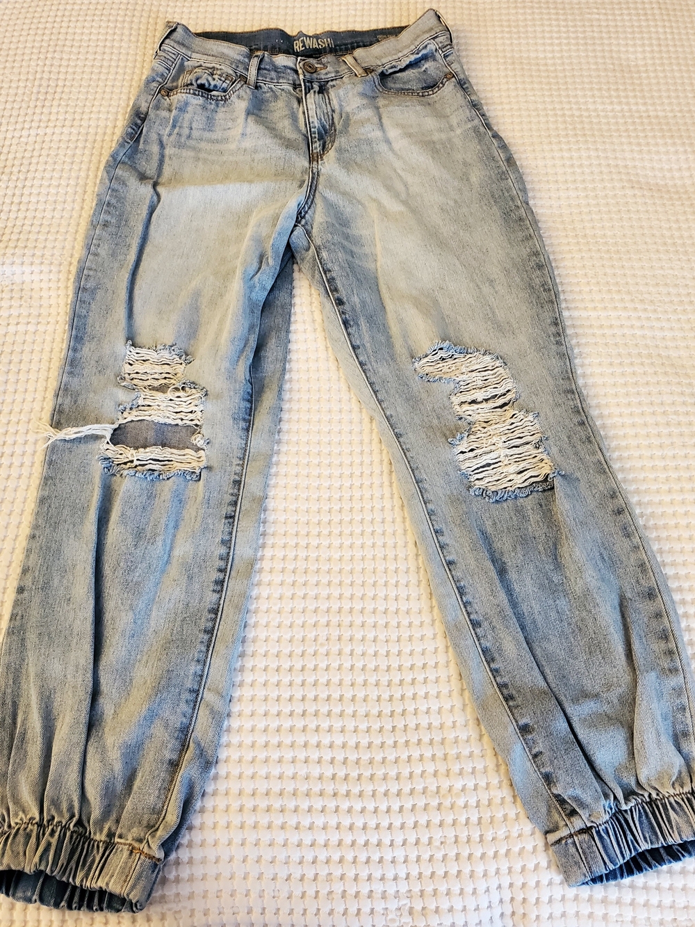 Rewash Light Wash Ripped Denim Joggers Size 3